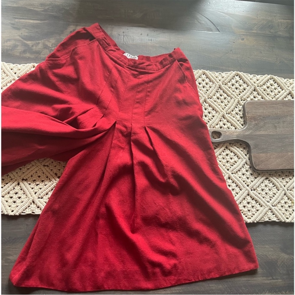 J. TIKTINER Côte D’Azure NICE Red Wool Gaucho Pants Size 6 to 8 - Picture 3 of 11